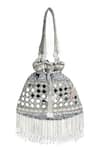 Shop Nazaakat By Samara Singh Gray Mirrors, Beads Dazzling Silver Work Potli Bag at Aza Fashions Shop_Nazaakat By Samara Singh_Gray Mirrors, Beads Dazzling Silver Work Potli Bag _at_Aza_Fashions