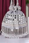 Buy Nazaakat By Samara Singh Gray Mirrors, Beads Dazzling Silver Work Potli Bag at Aza Fashions Buy_Nazaakat By Samara Singh_Gray Mirrors, Beads Dazzling Silver Work Potli Bag _at_Aza_Fashions