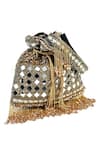 Nazaakat By Samara Singh_Maroon Mirrors, Beads Rich Mehroon Work Potli Bag _Online_at_Aza_Fashions