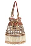 Shop Nazaakat By Samara Singh Red Mirrors, Embroidery, Tassels Radiant Work Potli Bag at Aza Fashions Shop_Nazaakat By Samara Singh_Red Mirrors, Embroidery, Tassels Radiant Work Potli Bag _at_Aza_Fashions