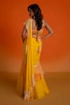Shop_Shashank Arya_Yellow Georgette, Organza Embroidery, Mirrors Round Neck Pre-draped Saree Set _at_Aza_Fashions