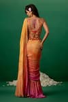 Shop_Shashank Arya_Orange Georgette Crystals, Pearls Multi Color Ombre Floral Pre-draped Saree _at_Aza_Fashions