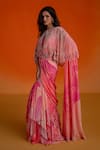 Shop_Shashank Arya_Pink Georgette, Modal, Satin Crystals, Pearls Floral Ombre Pre-draped Saree Set _at_Aza_Fashions