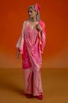 Buy_Shashank Arya_Pink Modal, Georgette, Satin Beads, Ombre Floral Kurti Pant Set With Jacket _Online_at_Aza_Fashions