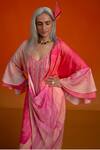 Shop_Shashank Arya_Pink Modal, Georgette, Satin Beads, Ombre Floral Kurti Pant Set With Jacket _Online_at_Aza_Fashions