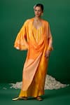 Buy_Shashank Arya_Orange Modal, Satin, Georgette, Crepe Digital Print Kurti Set With Jacket _at_Aza_Fashions