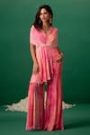 Buy_Shashank Arya_Pink Georgette Crystals, Pearls Digital Print Jumpsuit With Embellishments _at_Aza_Fashions