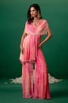 Buy_Shashank Arya_Pink Georgette Crystals, Pearls Digital Print Jumpsuit With Embellishments _Online_at_Aza_Fashions