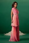 Shop_Shashank Arya_Pink Georgette Crystals, Pearls Digital Print Jumpsuit With Embellishments _Online_at_Aza_Fashions