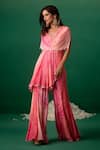 Buy_Shashank Arya_Pink Georgette Crystals, Pearls Digital Print Jumpsuit With Embellishments 