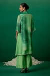 Shop_Shashank Arya_Green Chanderi, Georgette Crystals, Pearls Round Neck, Ombre Floral Kurti Set _at_Aza_Fashions