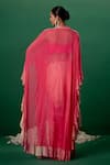 Shop_Shashank Arya_Pink Modal, Satin Crystals, Pearls Round Floral Print Dhoti Blouse Cape Set _at_Aza_Fashions