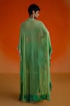 Shop_Shashank Arya_Green Modal, Satin, Georgette Crystals, Pearls V-neck, Floral Print Dhoti Set _at_Aza_Fashions