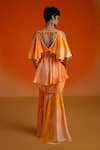 Shop_Shashank Arya_Orange Modal, Satin, Crepe Beads, Mirrors V-neck Ombre Floral Skirt And Kurti Set _at_Aza_Fashions
