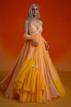 Buy_Shashank Arya_Yellow Georgette, Chiffon Embroidery, Floral Print Anarkali Dress With Dupatta _Online_at_Aza_Fashions