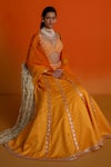 Shashank Arya_Orange Modal, Satin, Organza Beads, Mirrors Sweetheart Neck Beaded Lehenga Set _Online_at_Aza_Fashions