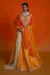 Shop_Shashank Arya_Orange Modal, Satin, Organza Beads, Mirrors Sweetheart Neck Beaded Lehenga Set _at_Aza_Fashions