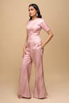 Shop_Samyukta Singhania_Blush Brocade Round Neck Pink Top And Pant Set _Online_at_Aza_Fashions