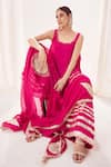Buy_Muskann Kapadiaa_Pink Chiffon Gota Patti Round Neck Rose Kurta Sharara Set _Online_at_Aza_Fashions