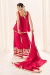 Shop_Muskann Kapadiaa_Pink Chiffon Gota Patti Round Neck Rose Kurta Sharara Set _at_Aza_Fashions