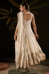 Shop_Muskann Kapadiaa_Ivory Chiffon Gota Patti Round Neck Anarkali Set _at_Aza_Fashions