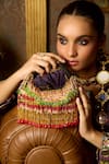 Shop_Forever Noor_Red Beads, Sequins Faiza Boat Bag In Multi Gold _at_Aza_Fashions
