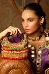 Buy_Forever Noor_Red Beads, Sequins Faiza Boat Bag In Multi Gold _at_Aza_Fashions