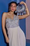 Shop_Forever Noor_Gray Chains Seher Boat Bag - Grey _at_Aza_Fashions
