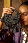 Shop_Forever Noor_Black Tassels Kala Mini Rhinestone Bag _at_Aza_Fashions
