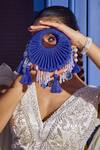 Buy_Forever Noor_Blue Tassels Electric Designer Rhinestone Bag _at_Aza_Fashions