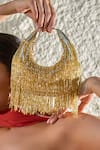 Forever Noor_Gold Fringe Designer Bag _Online_at_Aza_Fashions