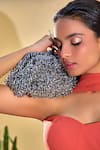 Forever Noor_Gray Crystals Midnight Drip Cloud Bag _Online_at_Aza_Fashions