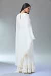 Divya Kanakia_Ivory Georgette Sequins, Pearls Round 3d Hand Embroidered Cape And Sharara Set _Online_at_Aza_Fashions