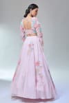 Divya Kanakia_Pink Organza, Net Crystals, Pearls, Venus Hand Embroidered Fairytale Lehenga Set _Online_at_Aza_Fashions