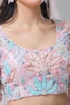 Shop_Divya Kanakia_Pink Organza, Net Crystals, Pearls, Venus Hand Embroidered Fairytale Lehenga Set _Online_at_Aza_Fashions