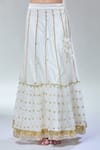 Shop_Divya Kanakia_Ivory Net, Silk Satin Sequins, Embroidery V-neck Lehenga And Blouse Set 