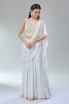 Buy_Divya Kanakia_Ivory Georgette Sequins, Apsara Greek Goddess Pre-draped Saree With Blouse _at_Aza_Fashions