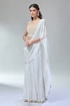 Buy_Divya Kanakia_Ivory Georgette Sequins, Apsara Greek Goddess Pre-draped Saree With Blouse 