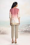 Shop_Kaveri_Pink Linen Embroidery Boat Neck Landscape Top And Pant Set _at_Aza_Fashions