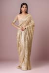 Buy_Tarun Tahiliani_Gold Silk Sequins, Zari, Embroidery Blush Saree Set With Embellished Blouse _at_Aza_Fashions