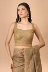 Shop Tarun Tahiliani Gold Silk Sequins, Embroidery Square Neck Saree With Blouse Online at Aza Fashions Shop_Tarun Tahiliani_Gold Silk Sequins, Embroidery Square Neck Saree With Blouse _Online_at_Aza_Fashions