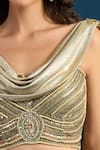 Shop_Tarun Tahiliani_Gold Beads Cowl Neck Jade Bustier Trouser Set _Online_at_Aza_Fashions