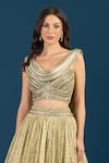 Tarun Tahiliani_Gold Beads, Embroidery, Sequins Jade Skirt Bustier Set _Online_at_Aza_Fashions