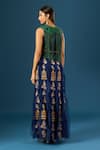 Shop_Anamika Khanna_Blue Embroidery Round , High Indigo Fringe Skirt Set _at_Aza_Fashions