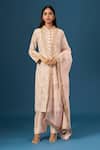 Buy_Anamika Khanna_Pink Sequins, Embroidery Round Neck Baby Kurta Set _at_Aza_Fashions