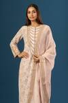 Buy_Anamika Khanna_Pink Sequins, Embroidery Round Neck Baby Kurta Set _Online_at_Aza_Fashions