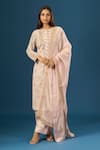Shop_Anamika Khanna_Pink Sequins, Embroidery Round Neck Baby Kurta Set _Online_at_Aza_Fashions