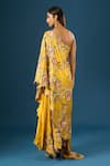 Shop_Anamika Khanna_Yellow Embroidery Asymmetric Mustard Kaftan Skirt Set_at_Aza_Fashions