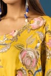 Buy_Anamika Khanna_Yellow Embroidery Asymmetric Mustard Kaftan Skirt Set_Online_at_Aza_Fashions