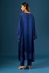 Shop_Anamika Khanna_Blue Embroidery V-neck Indigo Tunic Set _at_Aza_Fashions